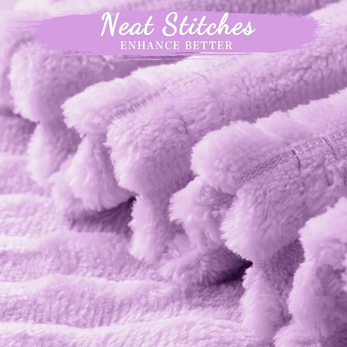 Buryeah 12 Pcs Flannel Throw Blanket Bulk 50 x 60 in Sleepover Blanket Outdoor Wedding Throw Lightweight, Oeko-tex Standard 100 Certified for Sofa Homeless Gifts (Lavender Purple)