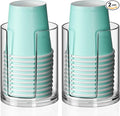 Bathroom Cup Dispenser, Disposable Mouthwash Cups Holder Fit 3oz Small Paper Cups, Clear Plastic Cup Dispenser for Bathroom Vanity Countertop Rinsing Cups Storage (2 Pack)