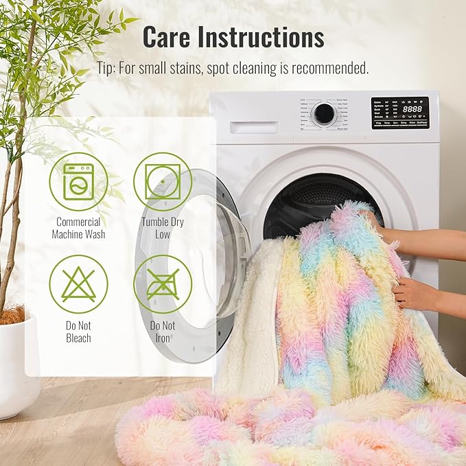 Uttermara Sherpa Fleece Weighted Blanket 12 lbs for Adults, Luxury Shaggy Faux Fur & Cozy Fluffy Sherpa Reverse Snugly Heavy Blanket, Twin Size Throw Blanket for Sofa Bed, 48 x 72 inches, Rainbow