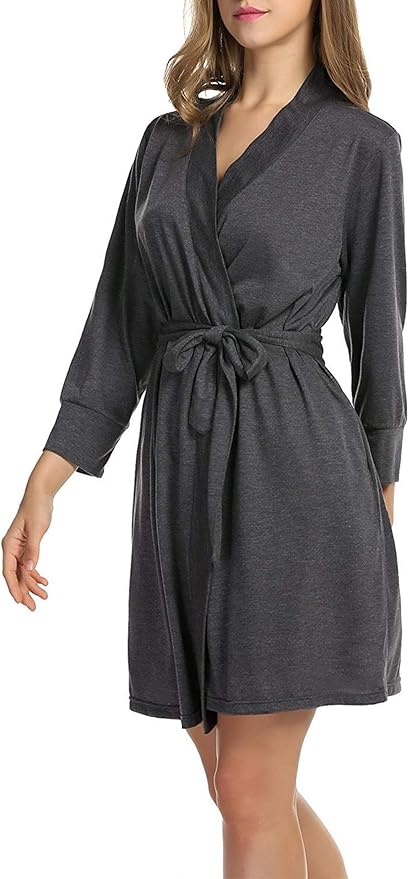 HOTOUCH Womens Robe Lightweight Short Knit Bathrobe Soft Ladies Sleepwear with Pockets