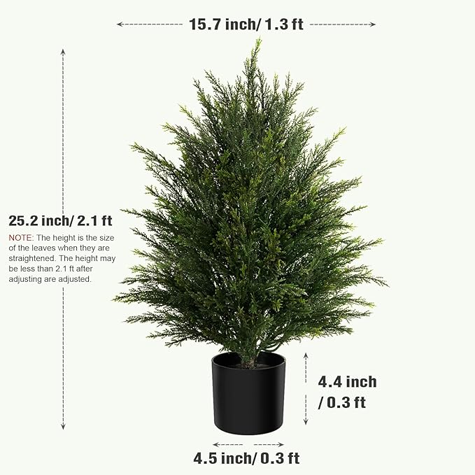 Mavis's Diary Artificial Topiary Ball Tree, Indoor Realistic Faux Boxwood Bush Potted Plants, Outdoor Fake Shrubs Cedar Evergreen Plants for Home Living Room Front Porch Decor (2, 2ft)