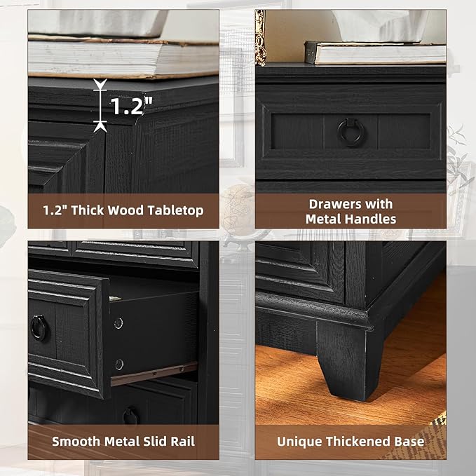 Farmhouse 6 Drawer Dresser for Bedroom, 41" Tall Small Dressers & Chest of Drawers, Rustic Wood Dresser with Metal Handle, Storage Organizer Closet for Living Room, Hallway, Entryway