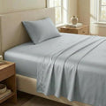Beckham Hotel Collection Twin Sheet Set 100% Cotton, 500TC Luxury Sateen Bedding, 16” Deep Pocket, Moisture-Wicking, 3-Piece, Gray