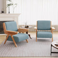 Accent Chair Set of 2, Mid Century Modern Chair, Velvet Upholstered Lounge Arm Chair with Solid Wood, Cozy Seating for Living Room, Bedroom, Balcony (Blue)