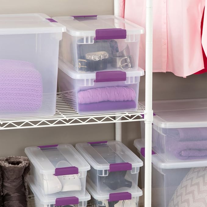 Sterilite 24-Pack ClearView Latch Box, Stackable Storage Organizer Bins for Home, 15 Quart