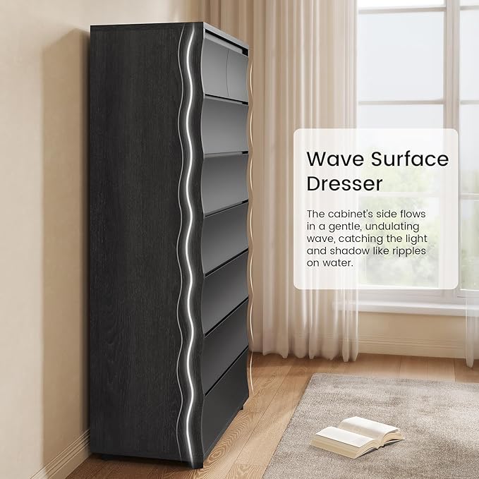 Black Tall Dresser for Bedroom, 61.1" Tall Dresser with 8 Drawers, Wood Dressers & Chests of Drawers, Accent Upright Drawer Organizers for Closet, Hallway