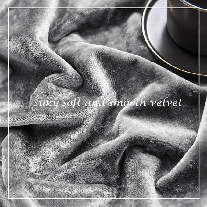 SMILETIME Grey Crushed Velvet Curtains 52x96 inch Luxurious Thermal Insulated Soundproof Drapes for Living Room Bedroom Office Soft and Durable Light-Filtering Window Treatments, 2 Panels