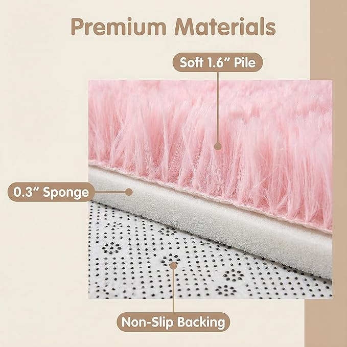duduta Pink Soft Fluffy Rug 5x8 ft, Shag Fuzzy Plush Rectangle Carpet for Bedroom Nursery Living Room Home Decor