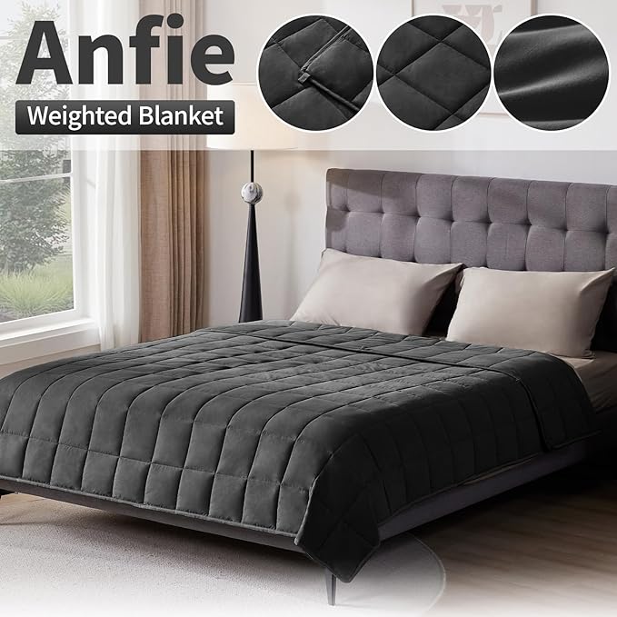 Weighted Blanket Queen Size (60"x80" 15lbs),Ultra Soft and Cozy Cooling Weighted Blanket Queen Size for Adult,Heavy Blanket with Machine Washable Soft Blanket, Black