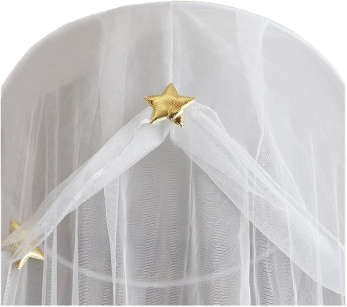 Mosquito Net Bed Canopy Netting Curtains Princess Stars Indoor Outdoor Dome Play Reading Nook Tent for Girls Boys Kids Single Twin Full Queen Size Bed, White