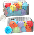 2-Pack Clear Bath Toy Storage Holder Organizer, Large Capacity Durable Plastic Bathtub Shower Caddy with Drain Holes, Quick-Dry Drainable Easy Install(Transparent Gray 2-Pack)