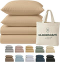 Cloud Scape Linen 100% Egyptian Cotton Sheets for Queen Size Bed, 400 Thread Count, 4 Pieces Bedding Set, Hotel Quality, Silky Soft, Deep Pockets up to 17”, Linen