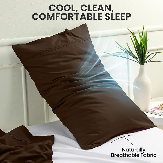 Pillow Covers by Utopia Bedding - King Size 2-Pack – Soft Brushed Microfiber – Perfect for Hospitals, Hotels, Guest Rooms – Oeko-TEX Certified, 20x40 Inches (Brown)
