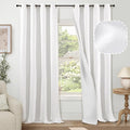 Blackout Curtains for Living Room 84 Inch Length 2 Panels Set, Thermal Insulated 100% Black Out Privacy Soundproof Grommet Farmhouse Linen Window Curtains for Bedroom Darkening, White, Each 52”Wide