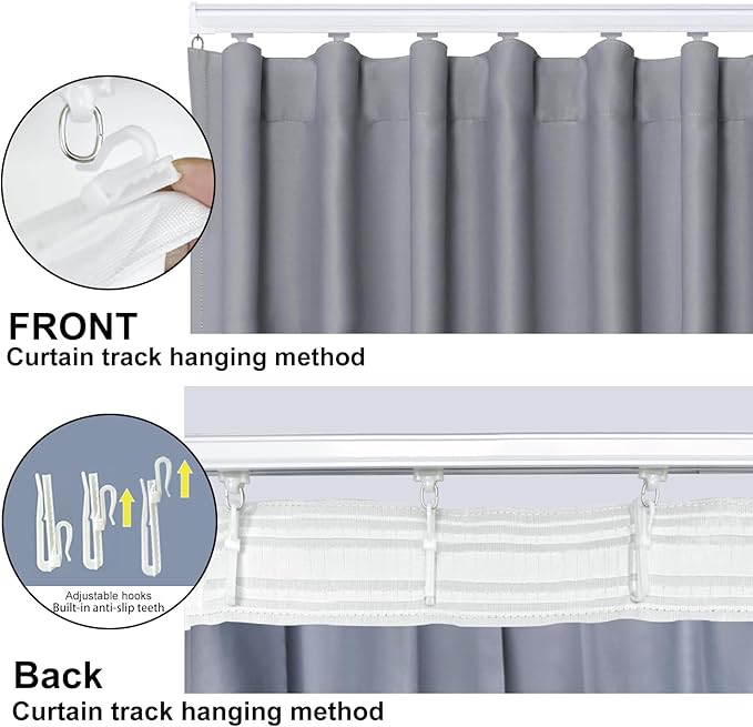 Room Divider Blackout Curtain Track Curtains Wall Dividers Panels Screen for Living Rooms Bedroom Office Privacy Partition Separation, W180 × L96 Inch,1 Panel, Light Grey