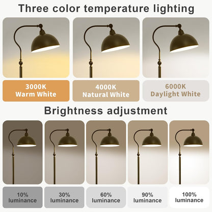 Bright Reading Floor Lamp with Remote Control and Bluetooth Dimming,Rustic Vintage Living Room Bedroom Bedside Office Study Library Adjustable Black Standing Warm Lights, Mid Century Modern Home Decor