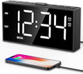 PPLEE Alarm Clock for Bedroom,Upgrade Digital Clock Large Bold Number,5 Level Brightness Volume,2 Alarms,Weekend Weekday Mode,Type C/USB Charger Port,Loud Table Clock with Power Off Memory for Any Age