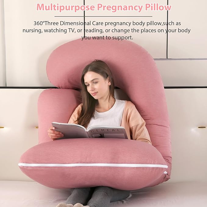 BATTOP Pregnancy Pillow for Sleeping,Maternity Pillow with Cooling Removable Cover,Support for Back,Legs,Belly,HIPS for Pregnant Women,Body Pillows for Adults,Pregnancy Must Haves