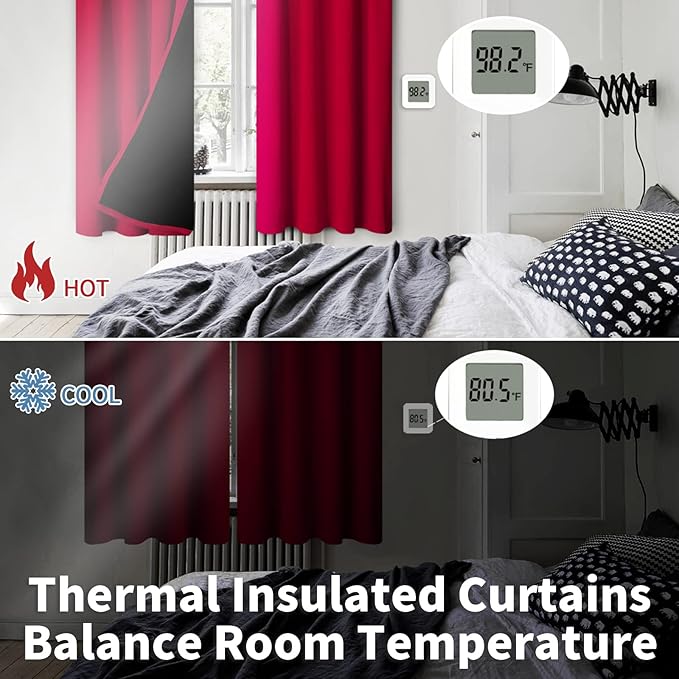 BGment Blackout Curtains for Living Room 72 Inch Long, Thermal Insulated Bedroom Curtains Rod Pocket Full Room Darkening Drapes, Each Window Curtains 2 Panels, 42 Wide, Red