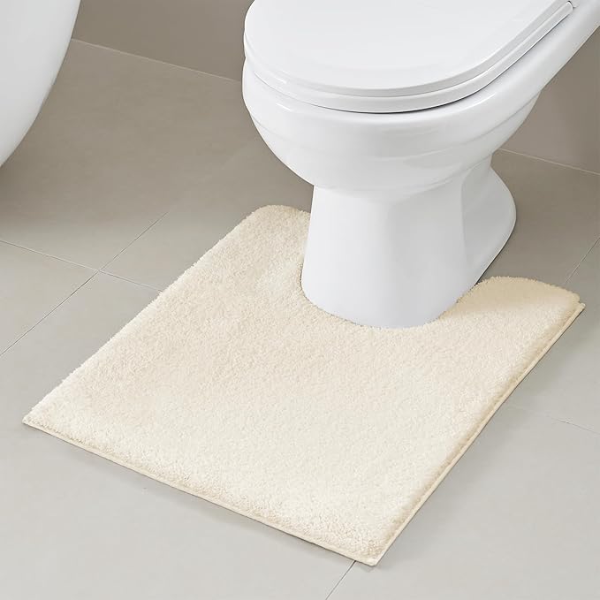 Madison Park Signature Non Slip, Luxrurious Plush Mat, Absorbent, Quick Dry, Spa Design Bath Room Décor Marshmallow Bathroom Rug, 1'8" x 2' (Contour), Cream
