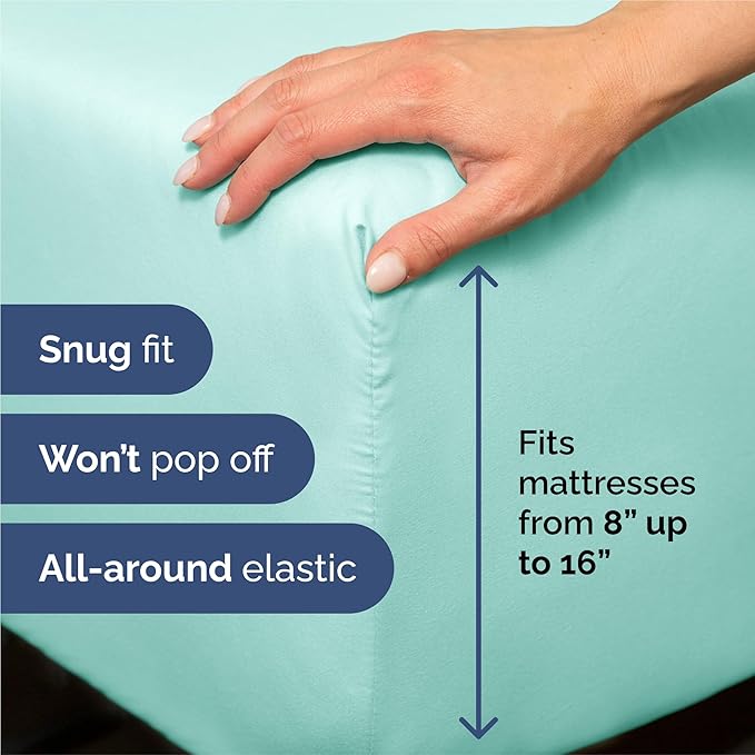King 6 Piece Sheet Set - Cooling, Comfy & Breathable - Hotel Luxury Bedding, Includes Fitted Sheet for Women, Men, Kids and Teens - 1 Flat, 1 Fitted Sheet, 4 Pillowcases with Deep Pockets - Spa Blue