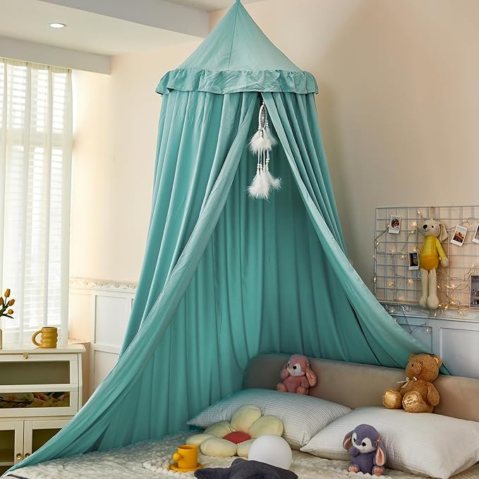 dix-rainbow Princess Decor Canopy for Kids Bed, Soft and Durable Bed Canopy for Girls Room Tent Canopy Dreamy Mosquito Net Bedding, Children Reading Nook Canopies Indoor (Green)
