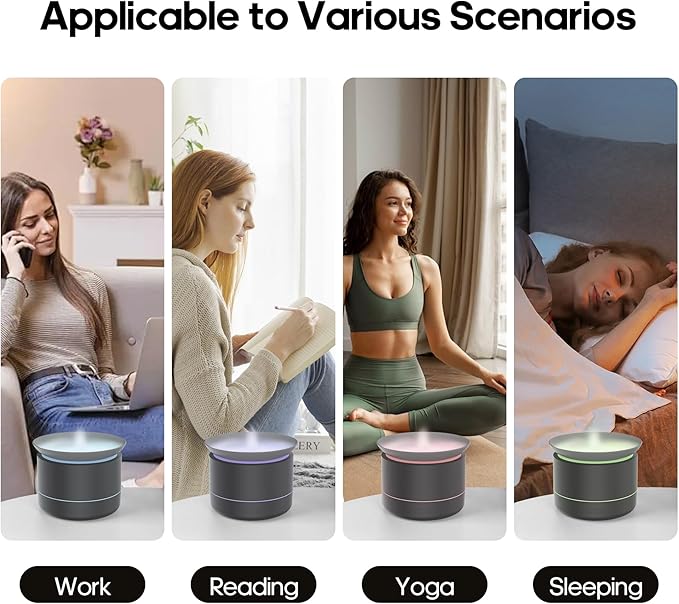 Essential Oil Diffusers, 200ml Aromatherapy Diffuser with Auto Shut-Off Function, Cool Mist Humidifier with 2 Modes, Small Diffuser with 7 Color Lights Auto Shut Off for Home Office Room, Black