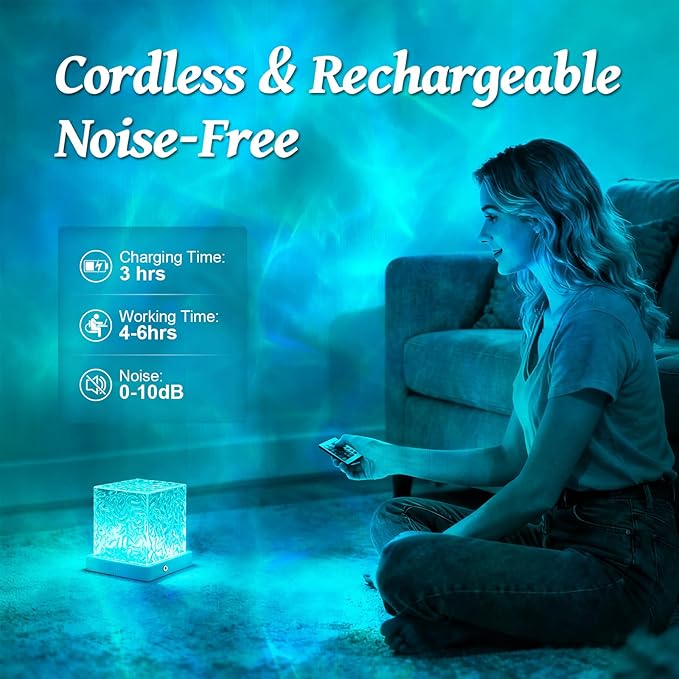 Ocean Wave Projector Light, 16 Colors Galaxy Projector Night Light Water Ripple Lamp Ambient Lighting with Remote Control, Mood Lights for Bedroom Shower Office Bar Game Room Kids Christmas Gifts