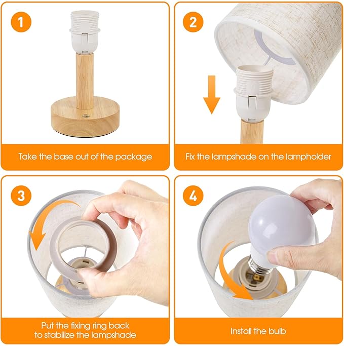 Small Cordless Touch Bedside Table Lamps Set of 2,Minimalist Dimmable Battery-Powered Desk Lamps with Round Fabric Linen Shade,Mini Nightstand Warm Night Lights for Bedroom,Home,Living Room,Office