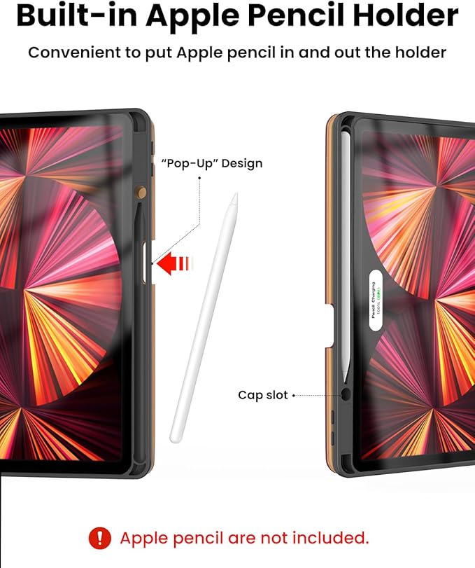 Leather Keyboard Case for iPad Air 5th 4th Generation 10.9 inch Pro 11 1st/2nd/3rd/4th, 7 Color Backlight BT Keyboard Folio with Pencil Holder 2022 2021 2020 2018 (Wine)