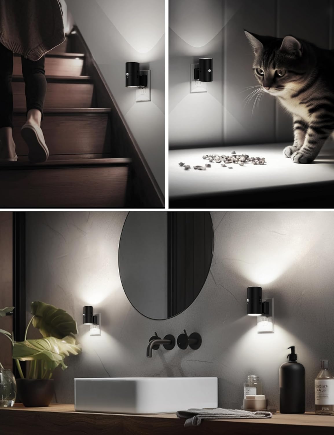 L LOHAS LED Motion Sensor Night Light, [2 Pack] Bright Nightlight, 5000K Daylight White, Motion Activated Night Light, Dimmable 0-100LM, Motion Sensor Light Indoor Plug in for Kids, Bedroom, Bathroom