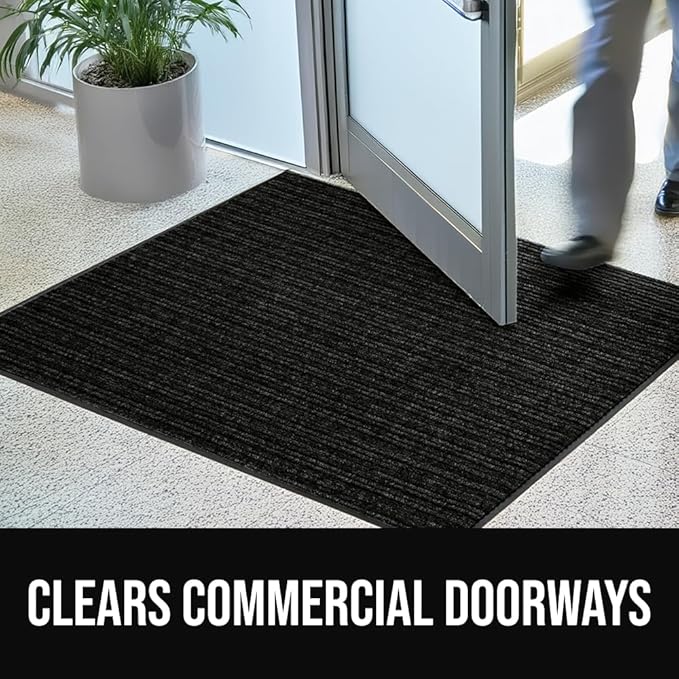GORILLA GRIP Waterproof Traffic Guard Door Mat, 70x24, Heavy Duty Entryway Mats, Strong Rubber Back Commercial Utility Rugs for Office Hallway, Garage Floor and Home, Low Profile Carpet Runner, Black