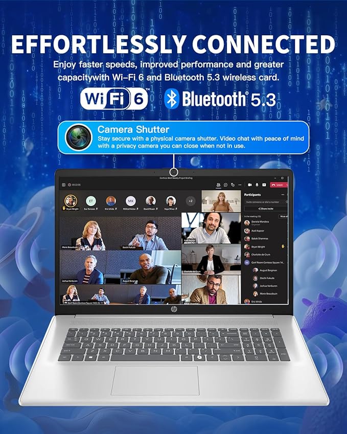 HP 17 Laptop, 17.3" HD+ Anti-Glare Display, Intel 8-Core i3, 32GB RAM, 1TB SSD, Windows 11 Pro, Copilot AI Key, Numeric Keypad, WiFi 6, w/Accessory