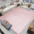 Latepis Light Pink Furry Rug 8x10 Soft Faux Rabbit Fur Rugs for Living Room Large Washable Non-Slip Shaggy Rug for Bedroom, Playing Room, Kids Room, Dorm