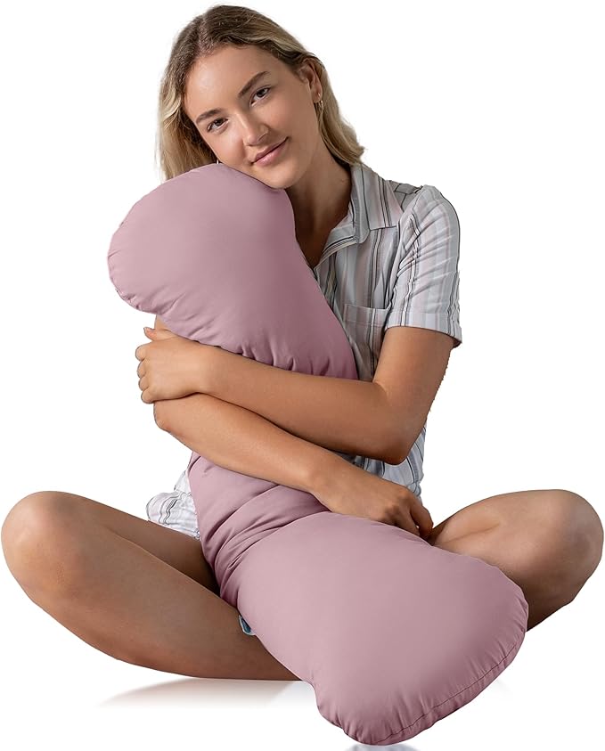 Weighted Body Pillow 6.5lbs - Weighted Pillow for Deeper Sleep (41” x 10”) - Cooling Body Pillows for Adults, Full Body Pillow for Adults, Side Sleeper Body Pillows with Cover (Blossom)