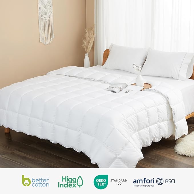 sunflower Comforter Queen Size White Down Alternative Filling 100% Cotton Shell Lightweight Bedding Queen Comforter Blanket for Summer with Corner Tabs Soft Breathable Machine Washable