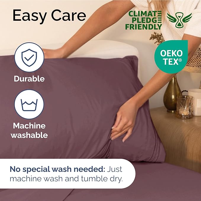 Full Size 4 Piece Sheet Set - Extra Soft, Breathable & Cooling Sheets - Hotel Luxury Durable Bed Sheets for Women & Men - Deep Pockets, Easy-Fit & Wrinkle-Free Sheets - Cool Plum Oeko-Tex Bed Sheets