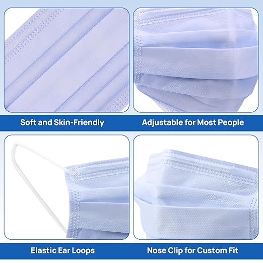 JMU Disposable Face Masks, (40Box, 2000Pcs) 4-Ply ASTM Level 3 Medical Mask for Adults, Purple