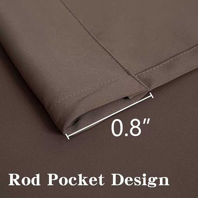 Blackout Curtains 108 Inches Long 2 Panels Set, Khaki Curtains Thermal Insulated Room Darkening Drapes for Bedroom, Rod Pocket Light Blocking Drapes Living Room Windows(52W × 108L, Khaki)