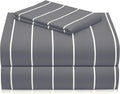 LuxClub 3 PC Twin Sheet Set, Deep Pockets Wrinkle Free Cooling Bed Sheets Hotel Bedding for Women, Men, Kids & Teens, Includes 1 Fitted Sheet, 1 Flat Sheet and 1 Pillowcase-Striped - Light Grey