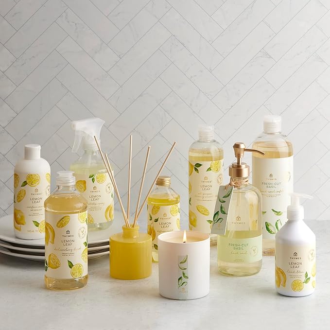 Thymes Scented Candles for Women & Men - Fresh Home Fragrance - Matte White Candles - Notes of Fresh Basil, Tomato Leaf, Sage, Black Currant, Blood Orange, & Petitgrain (Fresh-Cut Basil, 8 oz)
