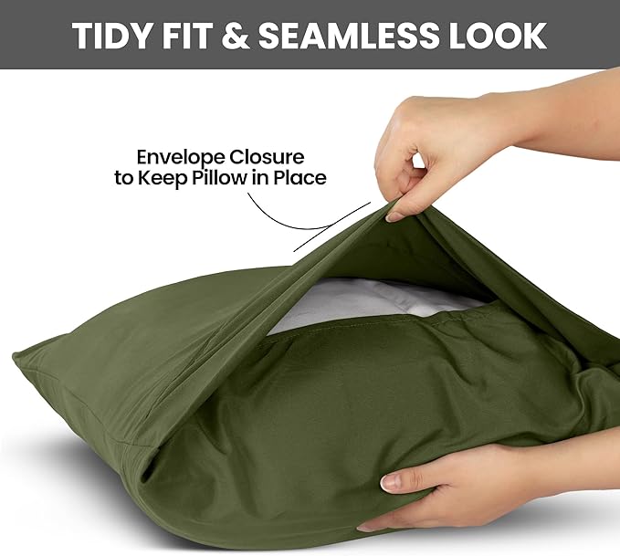 Pillow Covers by Utopia Bedding - Queen Size 2-Pack – Soft Brushed Microfiber – Perfect for Hospitals, Hotels, Guest Rooms – Oeko-TEX Certified, 20x30 Inches (Olive)