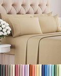 Queen 6 Piece Sheet Set - Cooling & Breathable - Hotel Luxury Bedding, Includes Fitted Sheet for Women, Men, Kids and Teens - 1 Flat, 1 Fitted Sheet, 4 Pillowcases with Deep Pockets - Heathered Tan