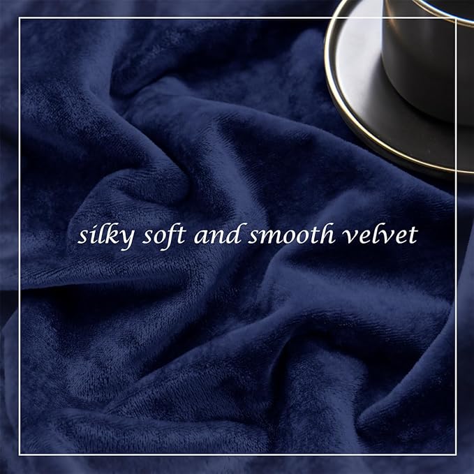 SMILETIME Navy Blue Crushed Velvet Curtains 52x90 inch Luxurious Thermal Insulated Soundproof Drapes for Living Room Bedroom Office Soft and Durable Light-Filtering Window Treatments, 2 Panels