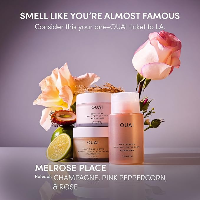 OUAI Body Cream Travel Size, Melrose Place - Hydrating Whipped Body Cream with Cupuaçu Butter, Coconut Oil & Squalane - Softens Skin and Delivers Healthy-Looking Glow - Sulfate Free Skin Care (3.4 Oz)