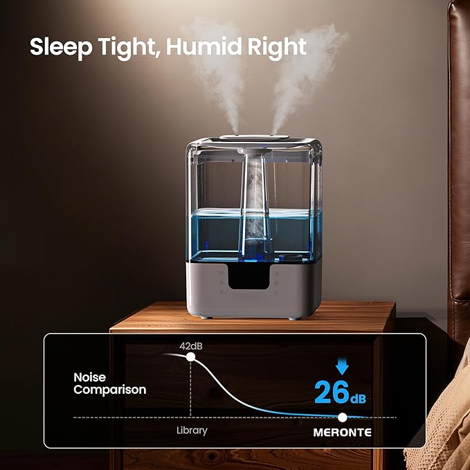 Smart Humidifiers for Bedroom Home, 6L Cool Mist Top Fill Humidifier Large Room with Essential Oil Diffuser, Touch/APP/Voice Control, NightLight Humidifiers for Nursery & Plants (White, 1Pack)