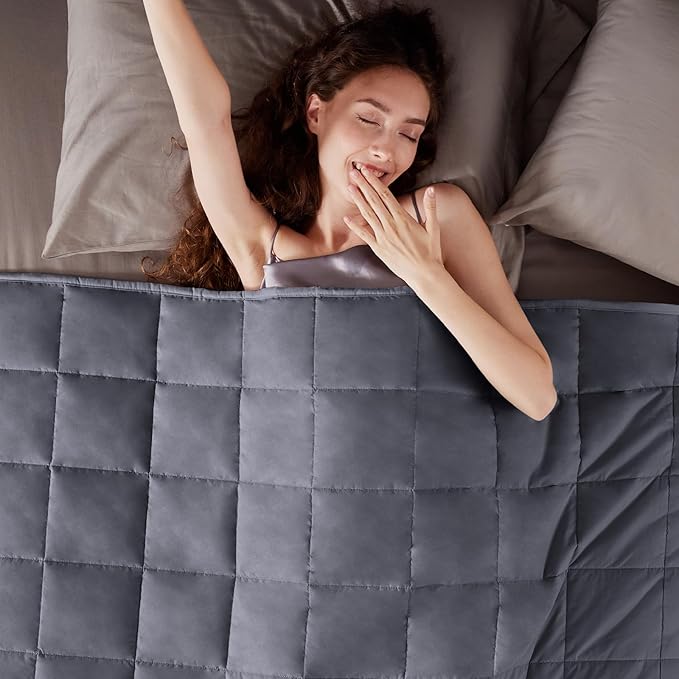 Weighted Blanket Twin Size (48"x72" 20lbs),Ultra Soft and Cozy Cooling Weighted Blanket Twin Size for Adult,Heavy Blanket with Machine Washable Soft Blanket, Dark Grey