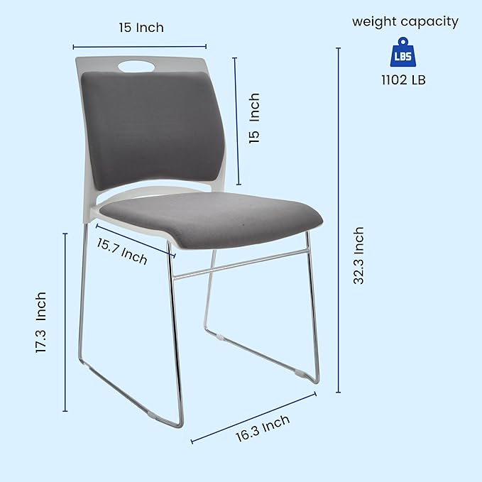 100 Pack Stacking Chairs 1102LB Capacity Home Office Guest Chair Set with Sled Base,Modern Reception Chair for Kitchen,Waiting Room,Multi-Purpose Room,Break Room,Training,Cafeteria