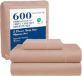 LANE LINEN 600 Thread Count 100% Mercerized Cotton Twin Bed Sheets Set - Machine Wash, Soft & Comfy Hotel Like Thick Rose Bedding Set, Cotton Bedding Sheets & Pillowcases - Sepia Rose