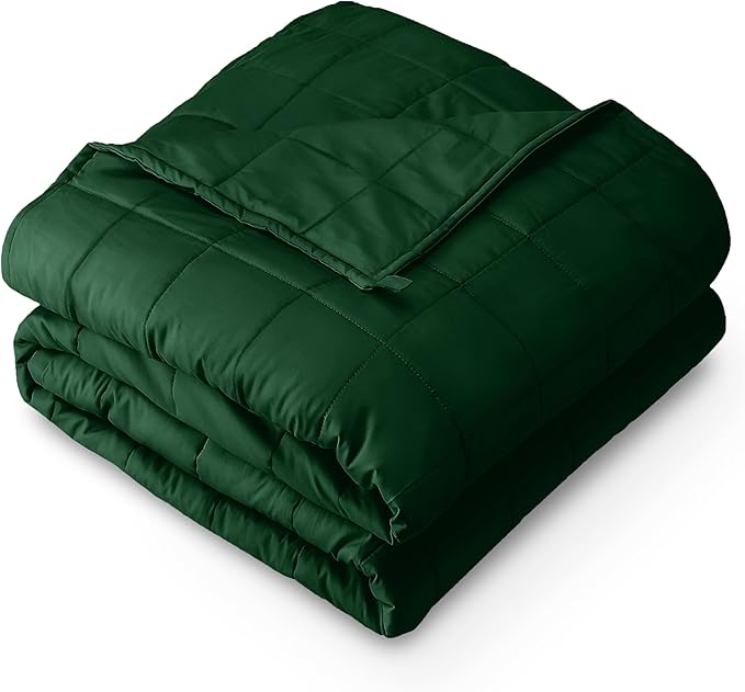 Bare Home Weighted Blanket All-Natural 100% Cotton with Nontoxic Glass Beads 60"x80" 17lbs, Green